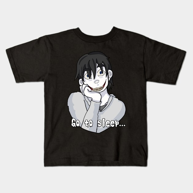 Jeff the Killer With Text Kids T-Shirt by Media By Moonlight